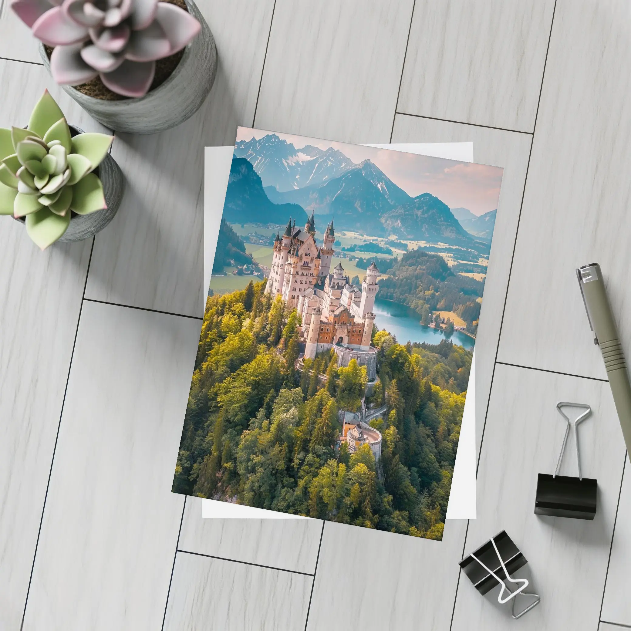 Neuschwanstein Castle Alps Forest Aerial View – Postcards