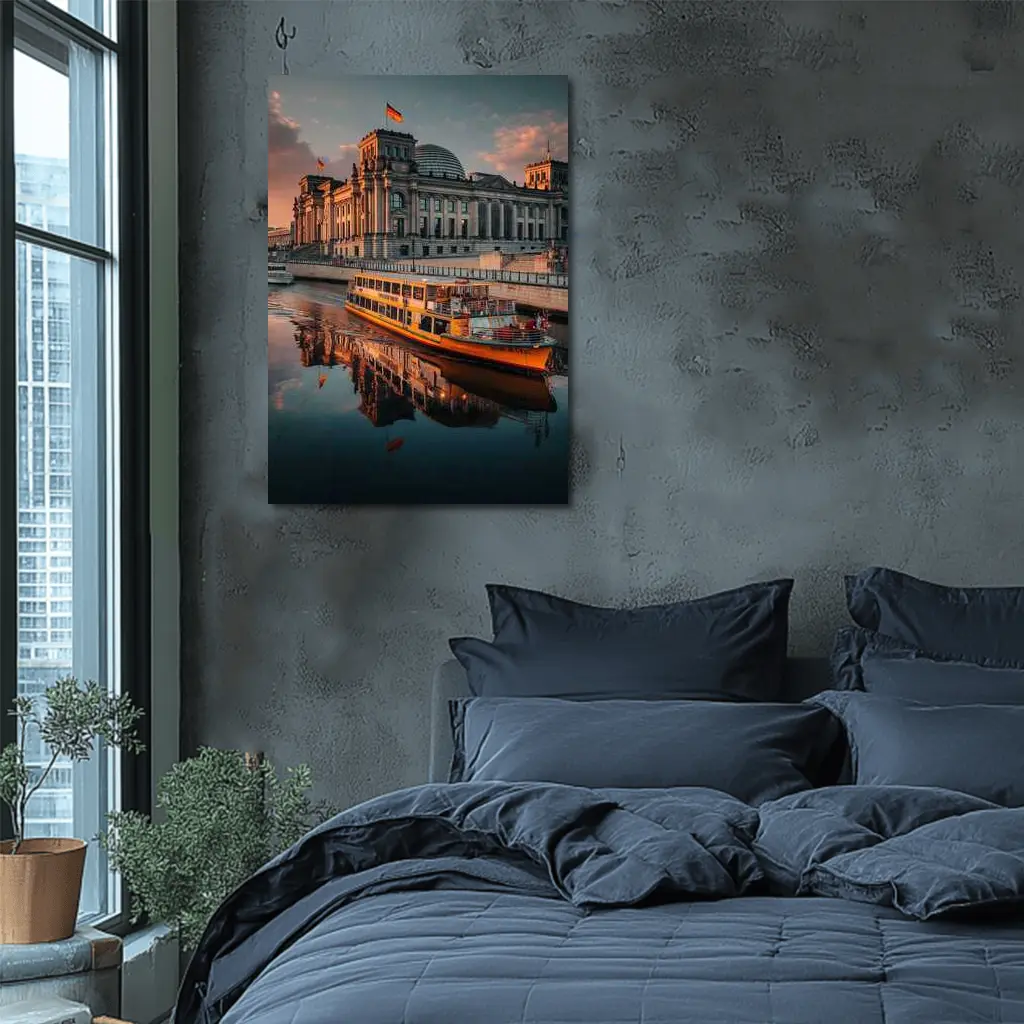 Reichstag Building Berlin River Sunset View – Wall Art