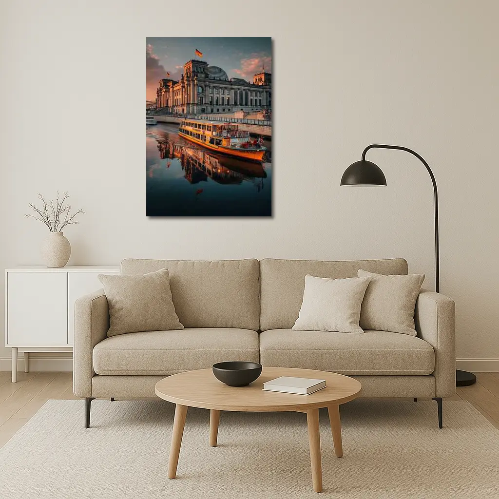 Reichstag Building Berlin River Sunset View – Wall Art