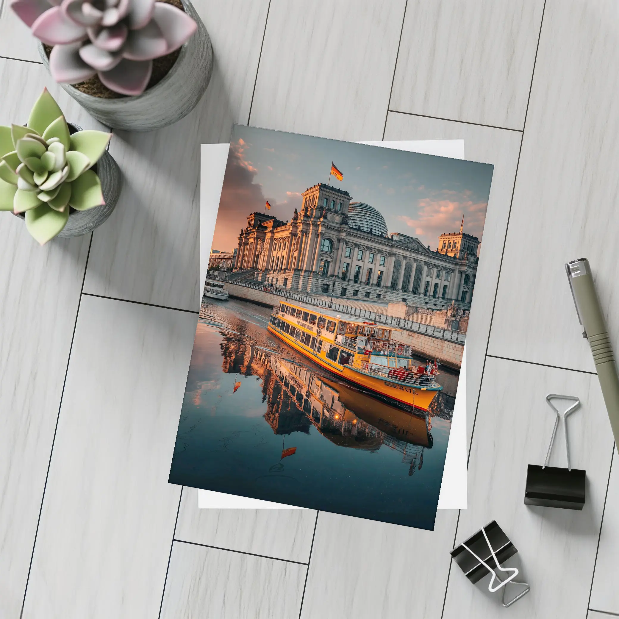Reichstag Building Berlin River Sunset View – Postcards