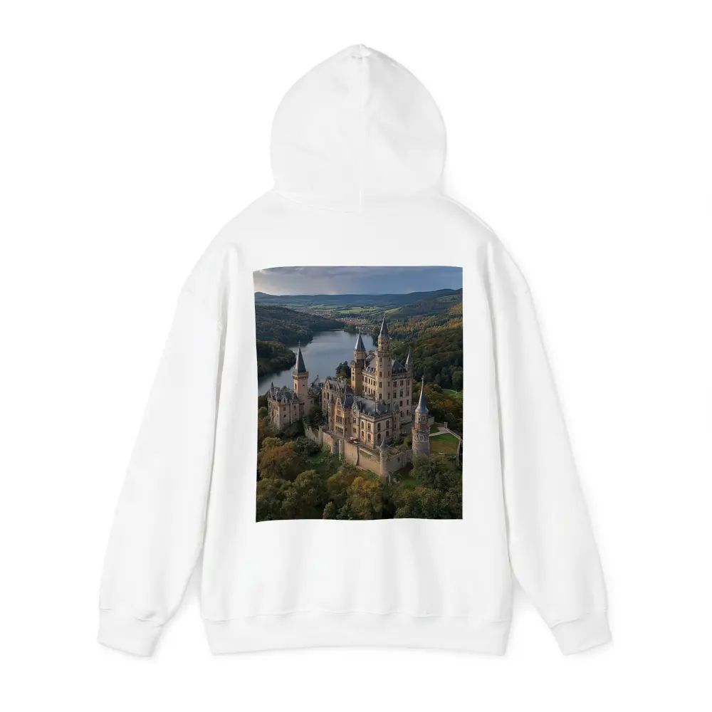 Medieval Castle Aerial View Forest Lake – Hoodies