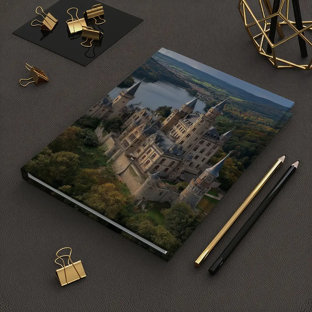 Medieval Castle Aerial View Forest Lake – Notebooks