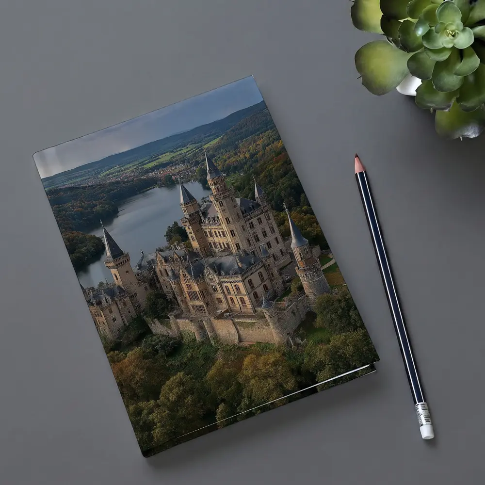 Medieval Castle Aerial View Forest Lake – Notebooks