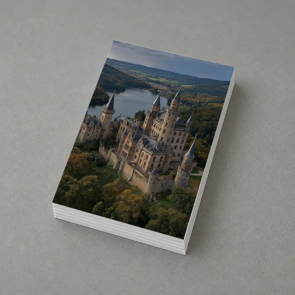 Medieval Castle Aerial View Forest Lake – Postcards