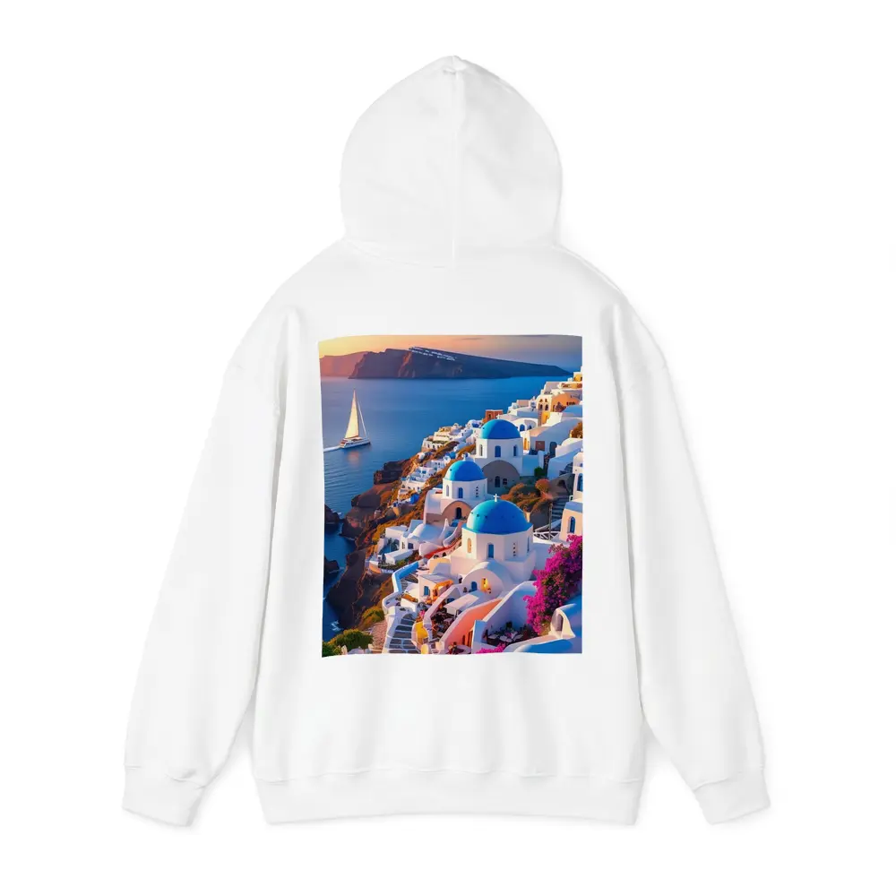 Santorini Greece Blue Domes Sunset View – Hoodies