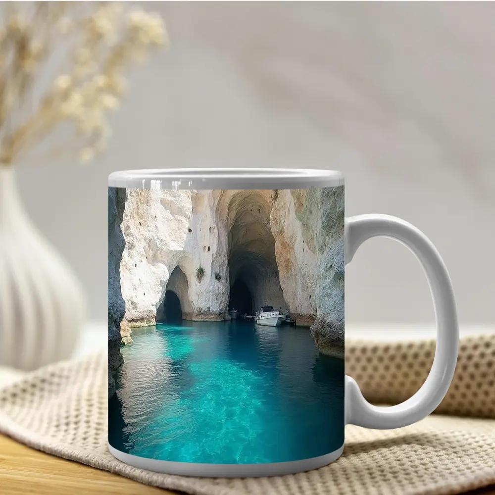 Blue Caves Clear Turquoise Water Milos Greece – Mugs