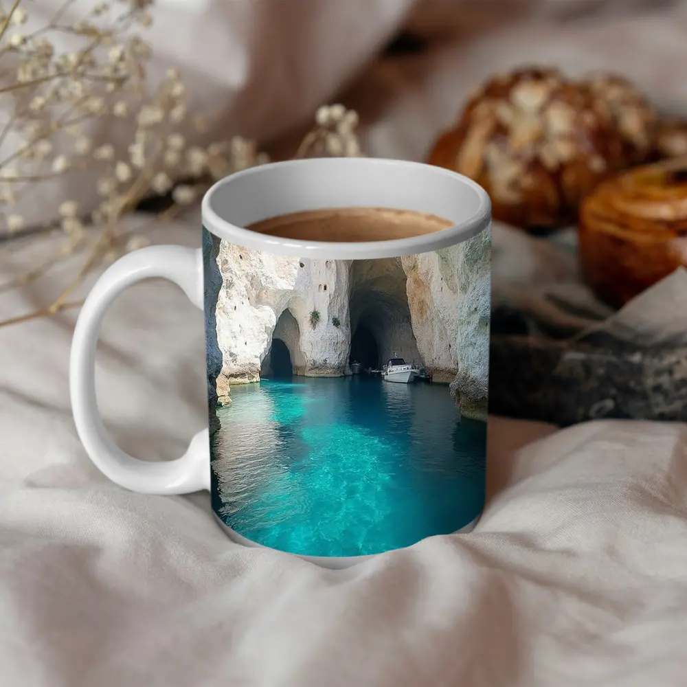 Blue Caves Clear Turquoise Water Milos Greece – Mugs