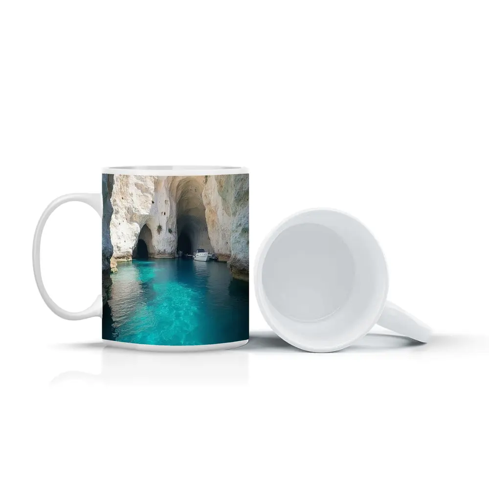 Blue Caves Clear Turquoise Water Milos Greece – Mugs