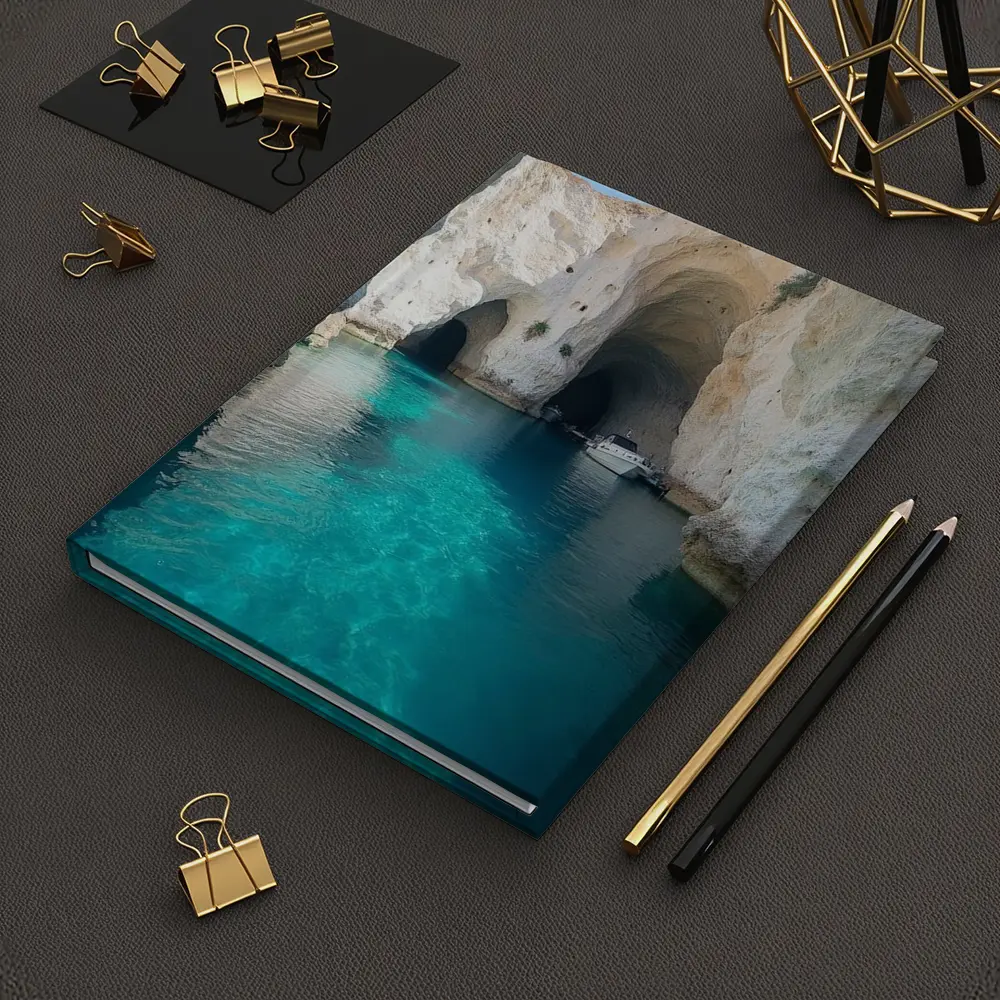 Blue Caves Clear Turquoise Water Milos Greece – Notebooks