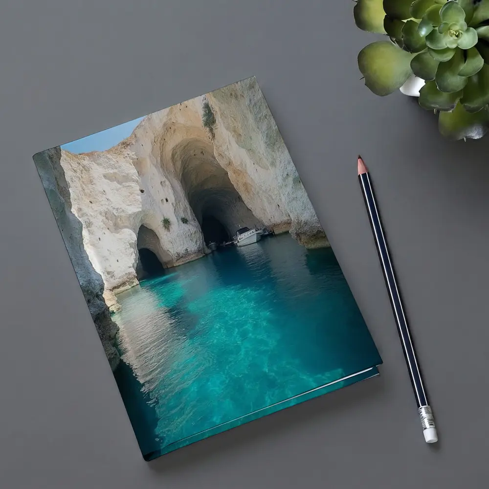 Blue Caves Clear Turquoise Water Milos Greece – Notebooks