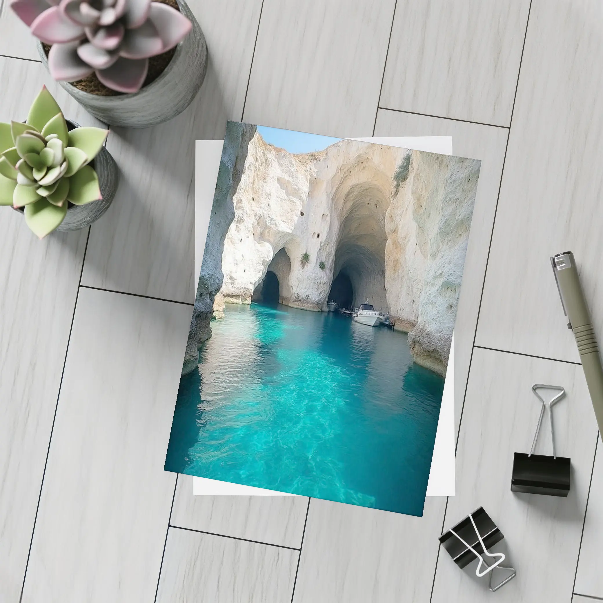 Blue Caves Clear Turquoise Water Milos Greece – Postcards