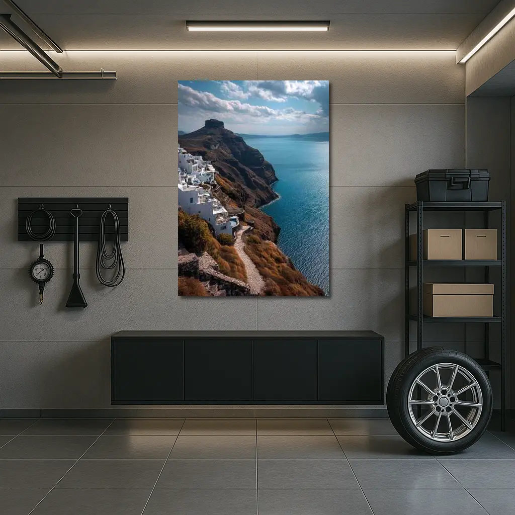 Santorini Cliffside White Buildings Aegean Sea – Wall Art