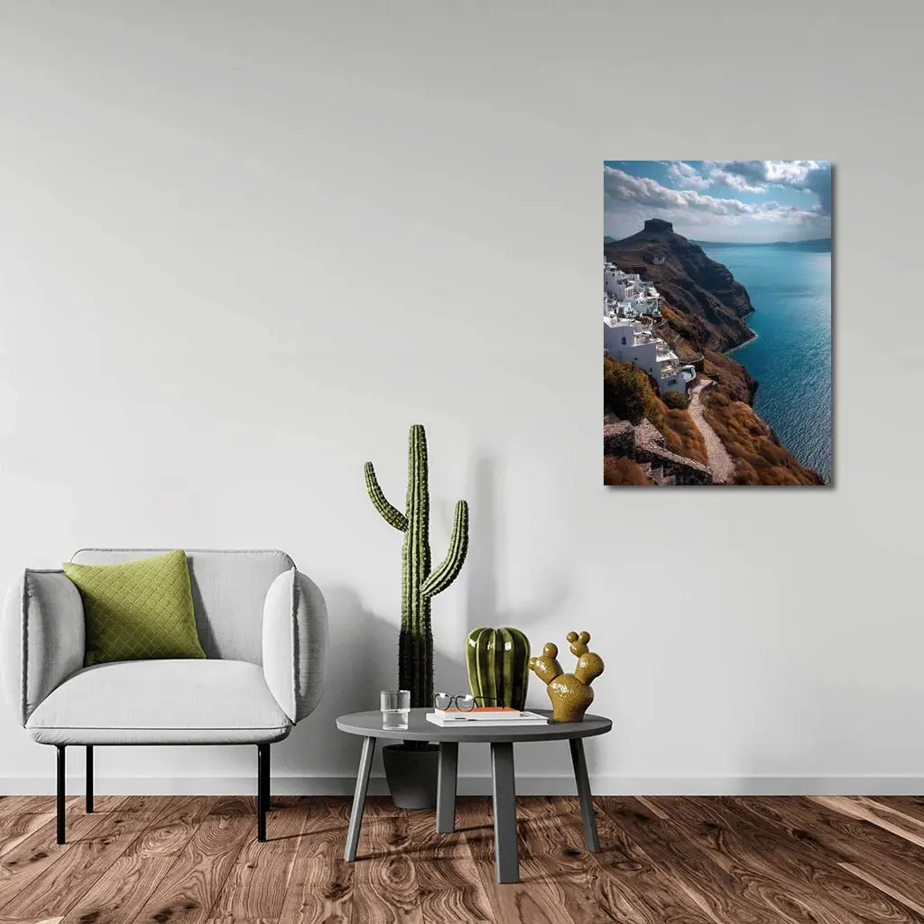 Santorini Cliffside White Buildings Aegean Sea – Wall Art