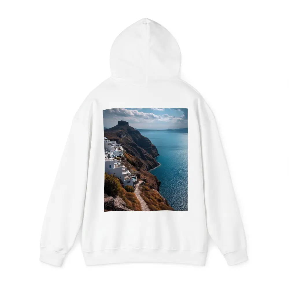 Santorini Cliffside White Buildings Aegean Sea – Hoodies