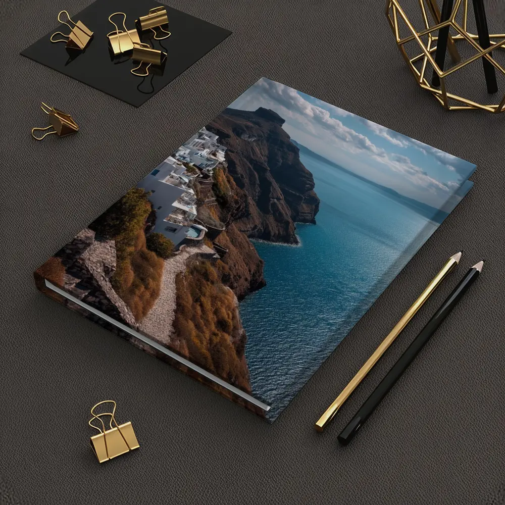 Santorini Cliffside White Buildings Aegean Sea – Notebooks