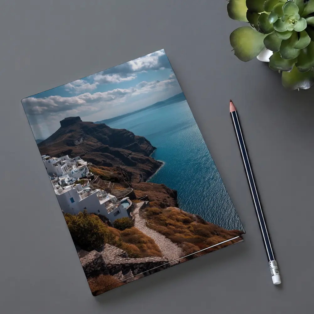 Santorini Cliffside White Buildings Aegean Sea – Notebooks