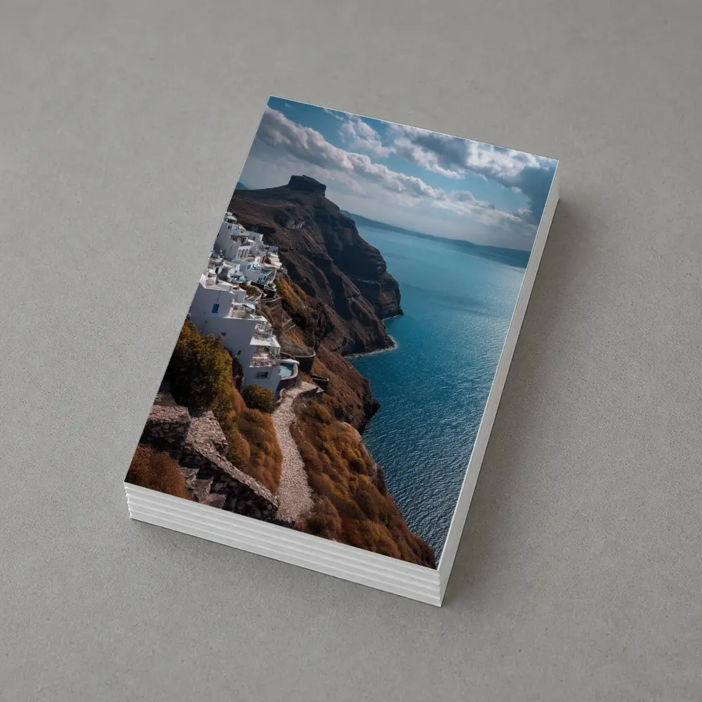 Santorini Cliffside White Buildings Aegean Sea – Postcards