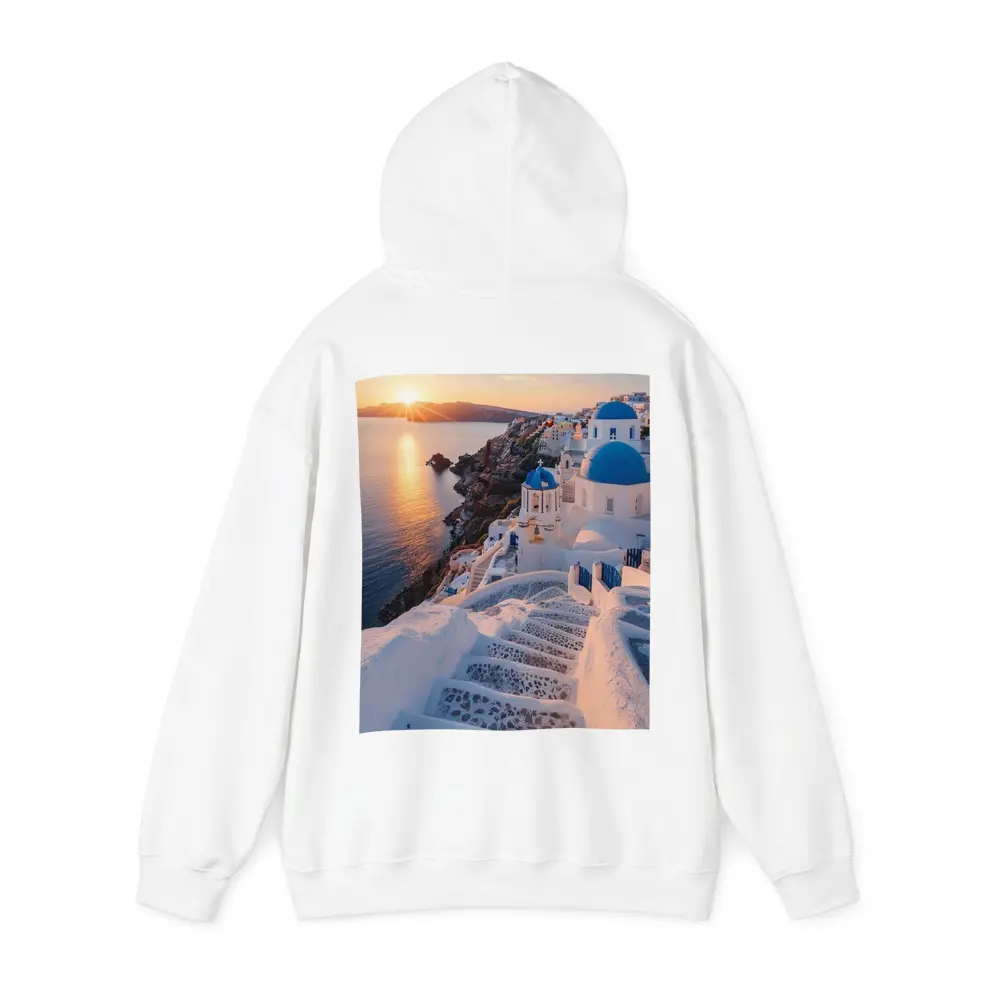 Santorini Blue Domes Sunset Greece View – Hoodies