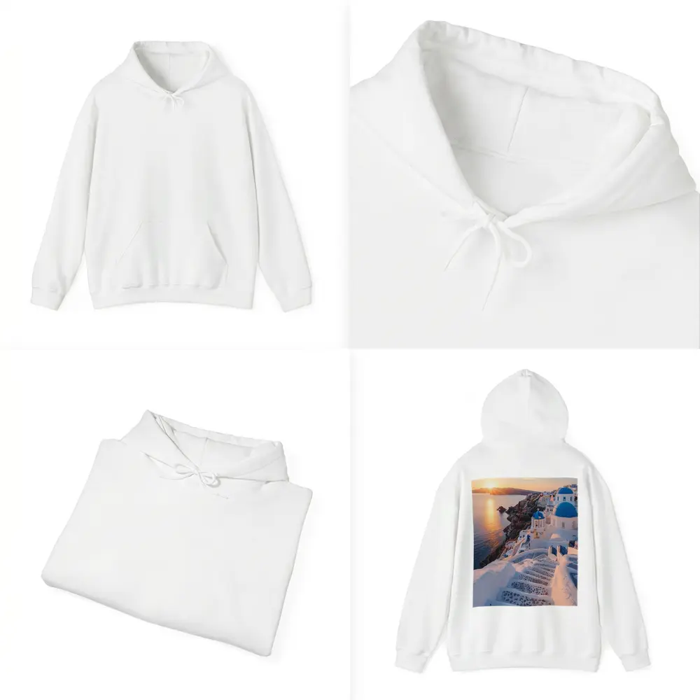Santorini Blue Domes Sunset Greece View – Hoodies
