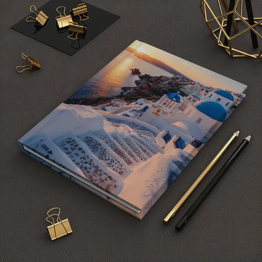 Santorini Blue Domes Sunset Greece View – Notebooks