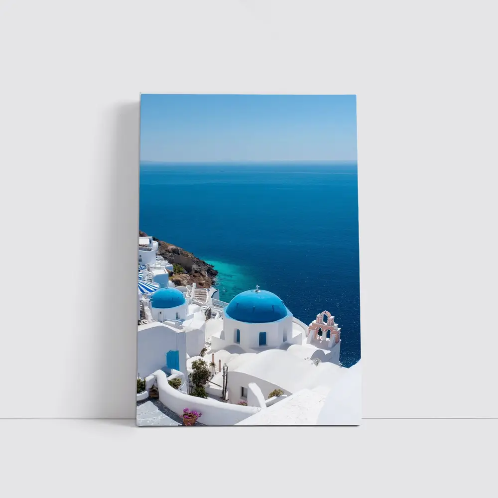 Santorini Blue Domes White Village Sea View – Wall Art