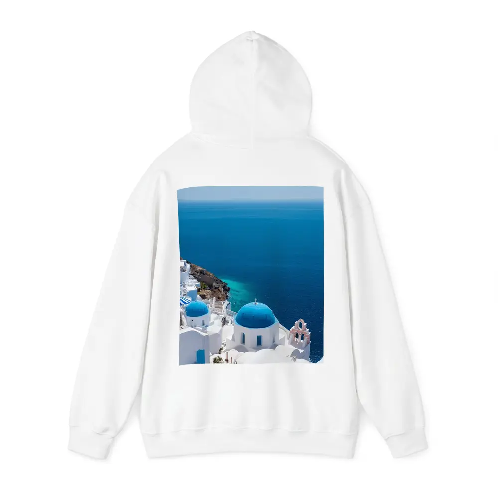 Santorini Blue Domes White Village Sea View – Hoodies