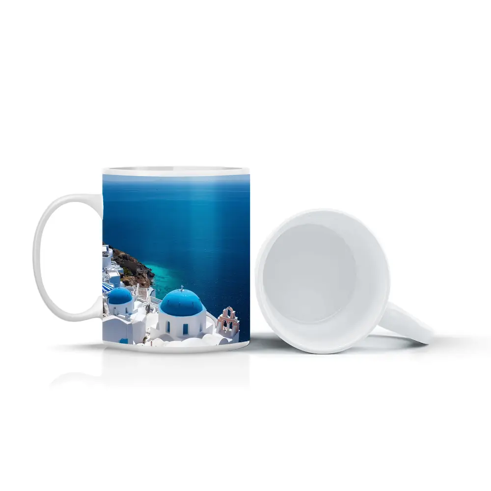 Santorini Blue Domes White Village Sea View – Mugs