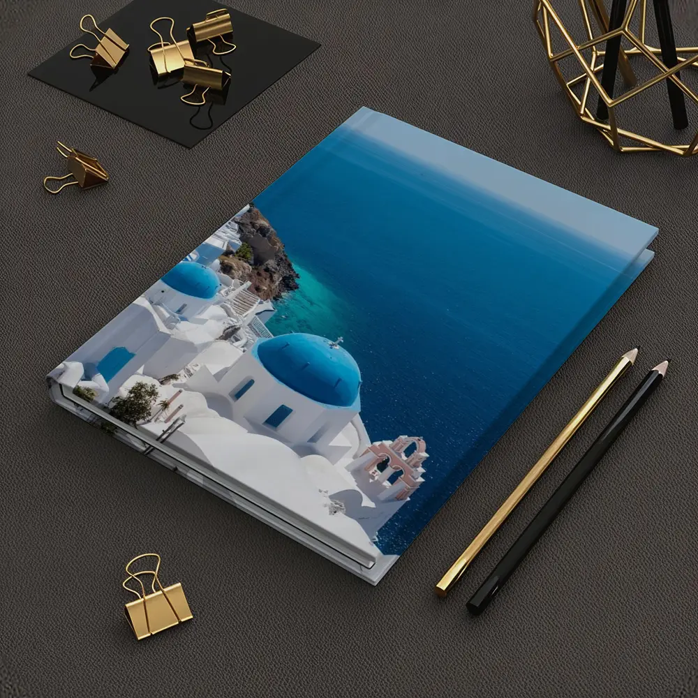 Santorini Blue Domes White Village Sea View – Notebooks