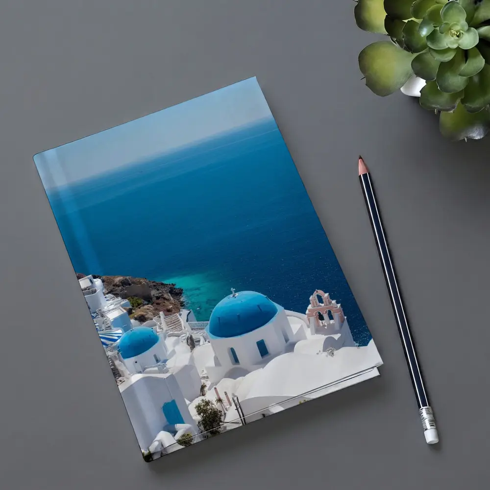 Santorini Blue Domes White Village Sea View – Notebooks
