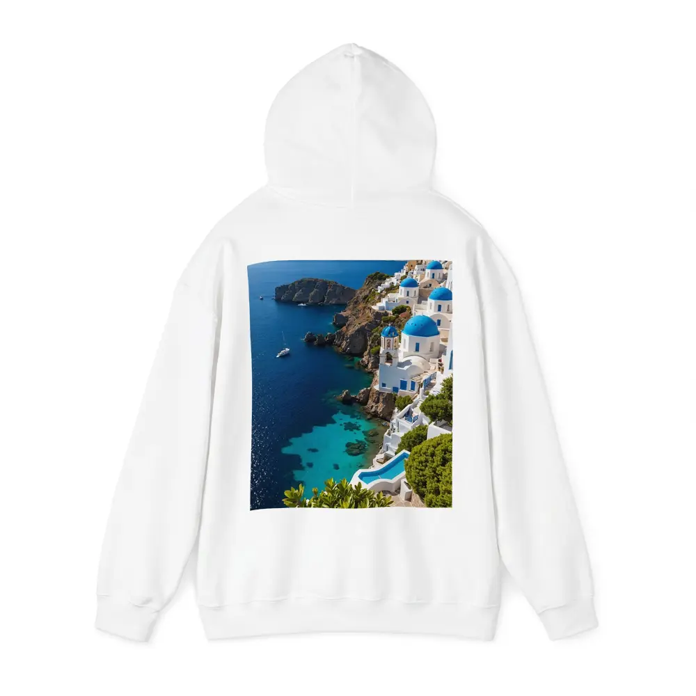 Santorini Blue Domes Cliffside Aegean Sea – Hoodies