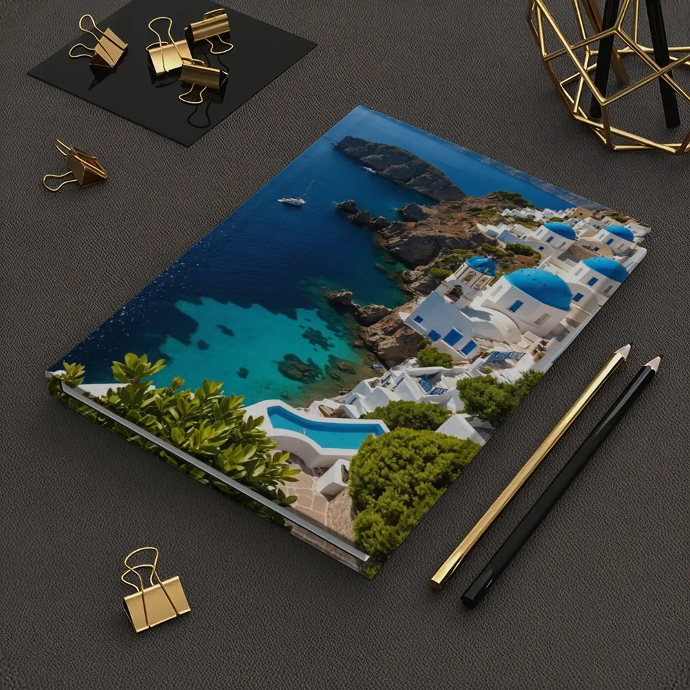 Santorini Blue Domes Cliffside Aegean Sea – Notebooks