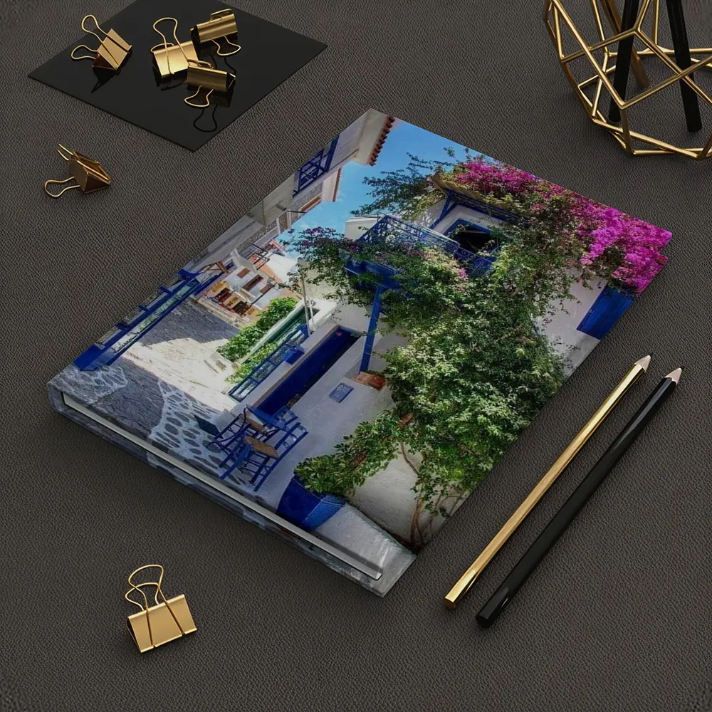 Greek Island Alley White Blue Architecture – Notebooks