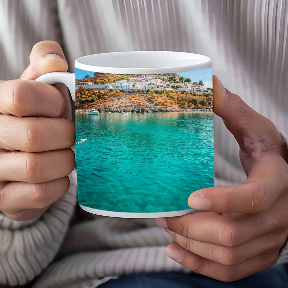 Lindos Acropolis Rhodes Greece Turquoise Bay – Mugs