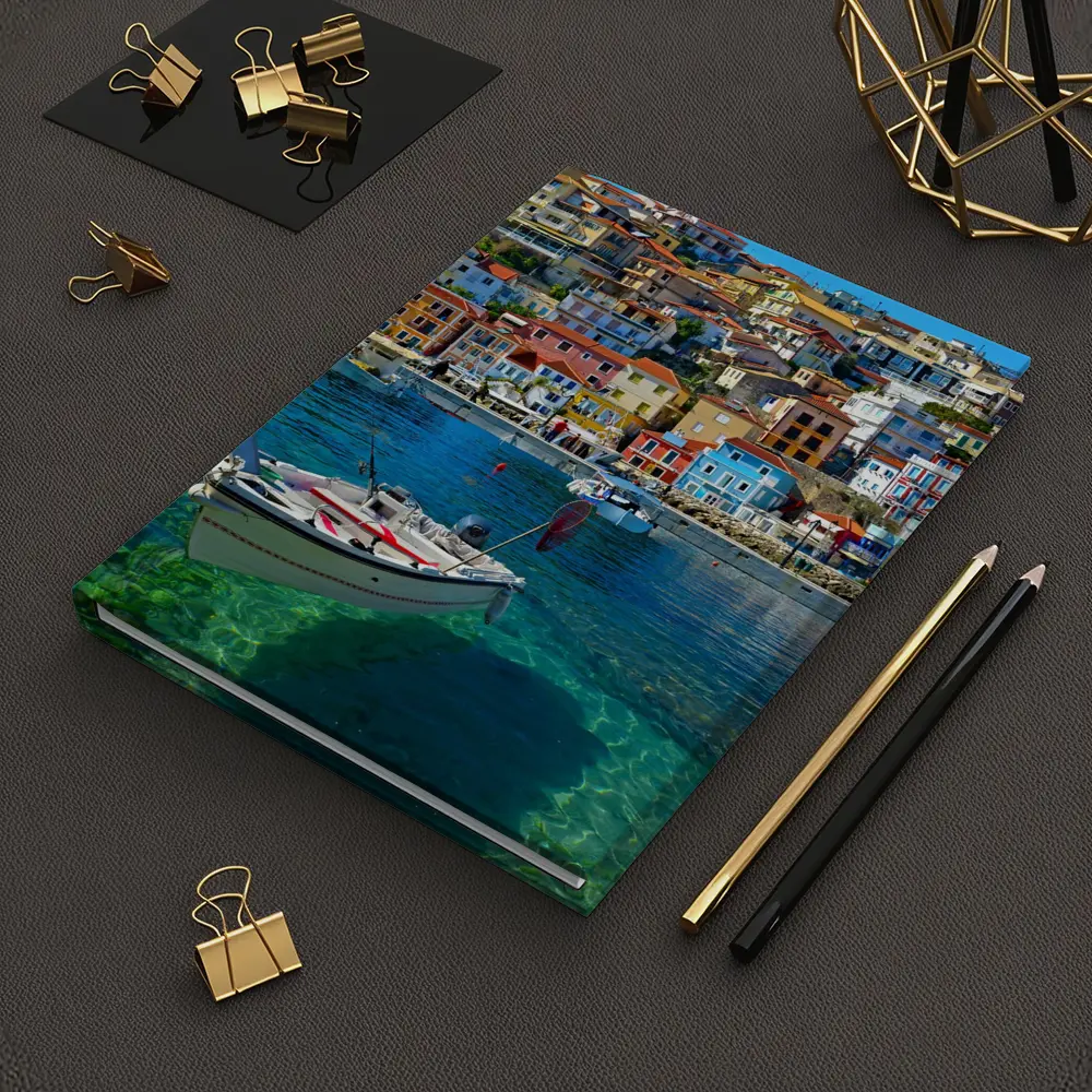 Greek Harbor Town Colorful Houses Crystal Water – Notebooks