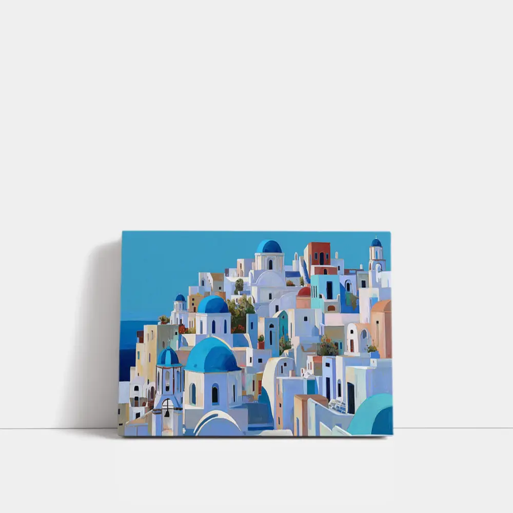 Santorini Blue Domed Churches White Village – Wall Art