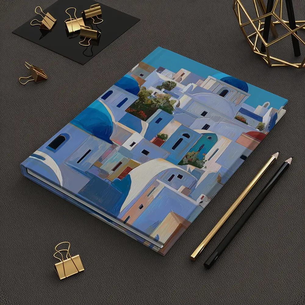 Santorini Blue Domed Churches White Village – Notebooks