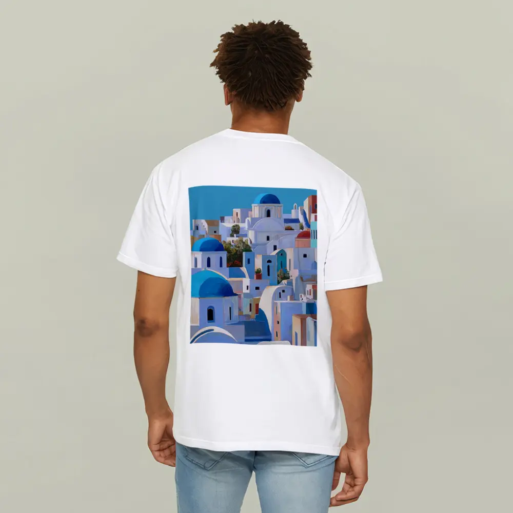 Santorini Blue Domed Churches White Village – T-Shirts