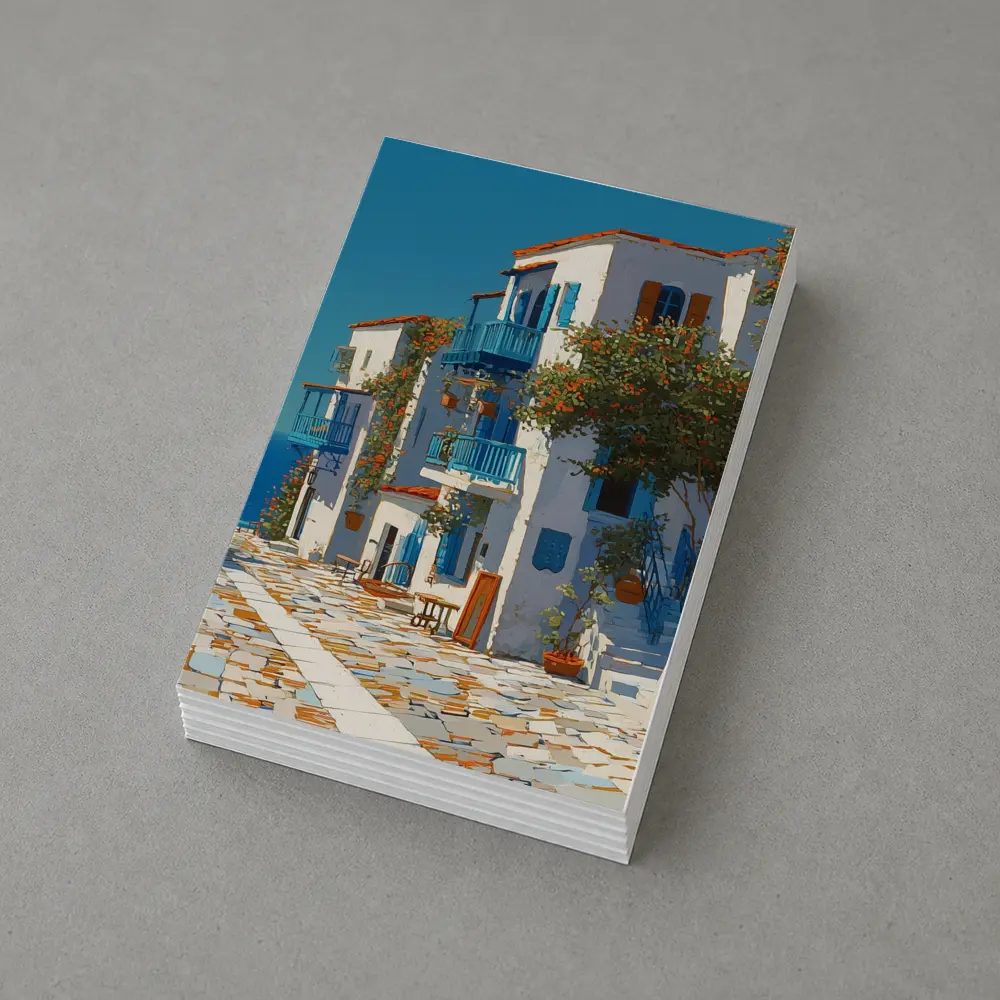 Greek Village Street Blue White Architecture – Postcards