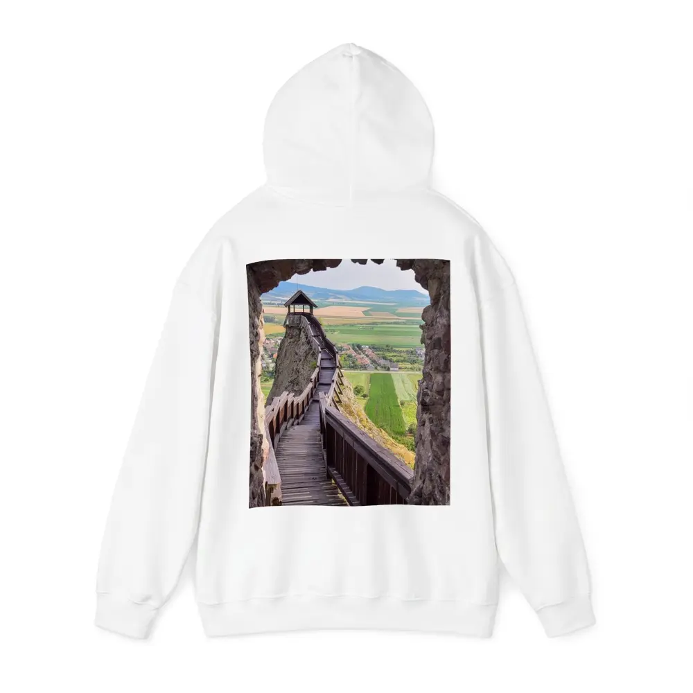 Medieval Castle Wooden Stairs Valley View – Hoodies
