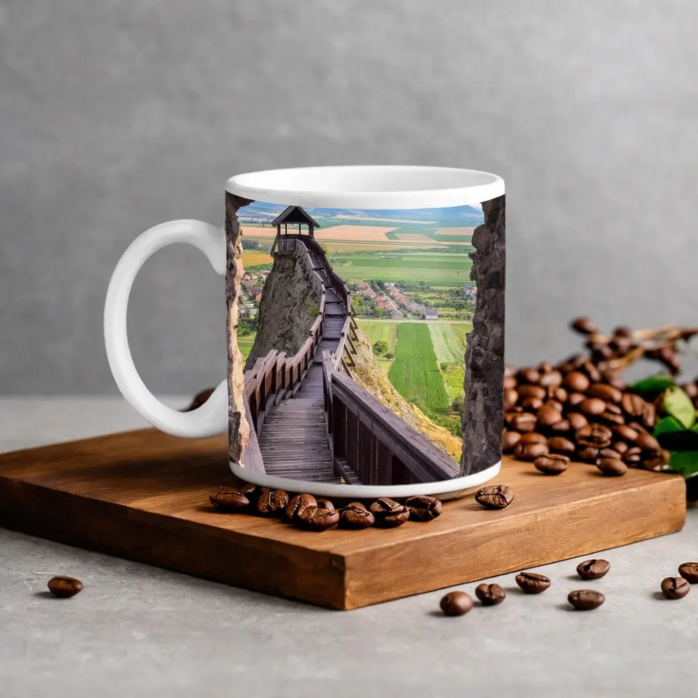 Medieval Castle Wooden Stairs Valley View – Mugs