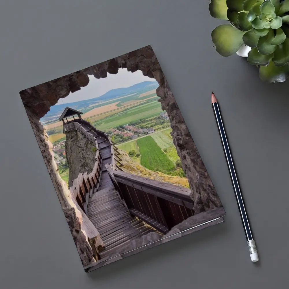 Medieval Castle Wooden Stairs Valley View – Notebooks