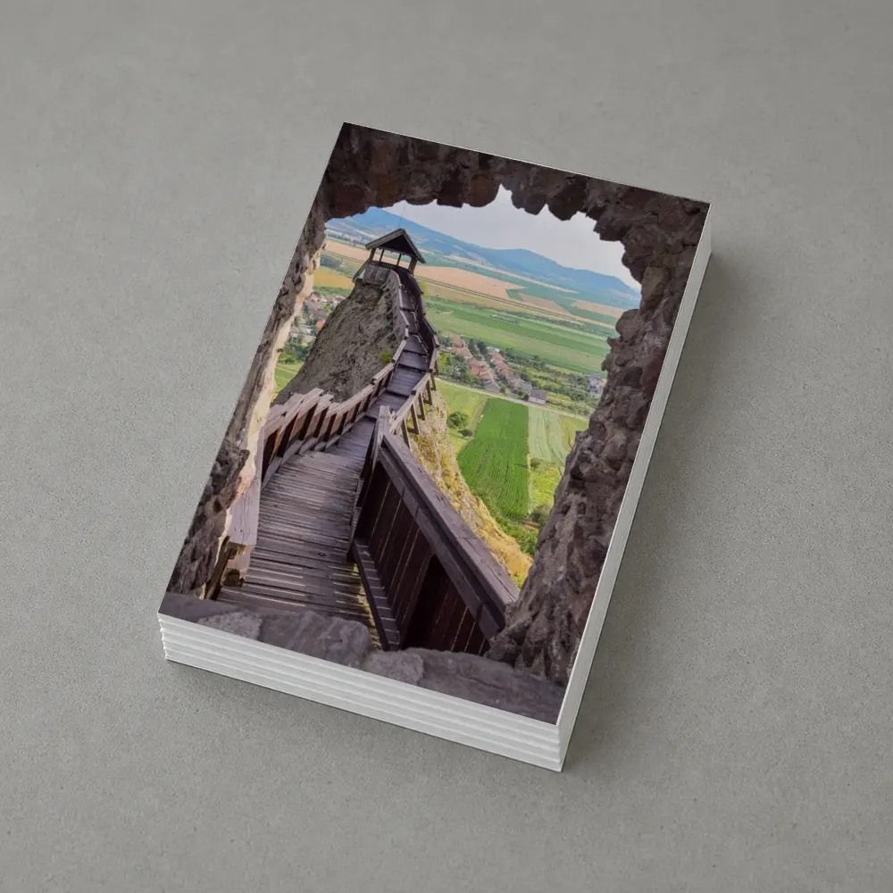 Medieval Castle Wooden Stairs Valley View – Postcards