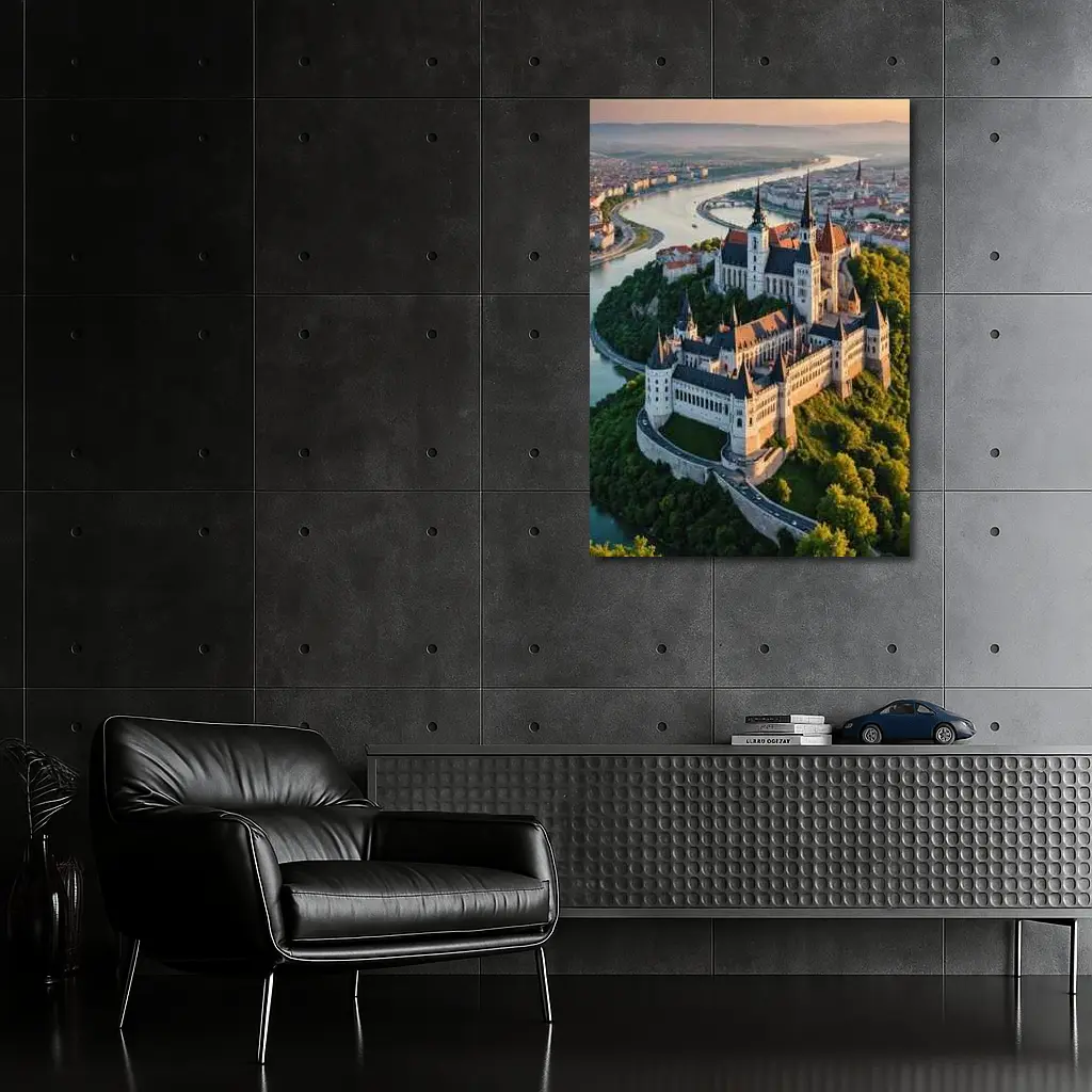Gothic Castle Aerial View River City – Wall Art