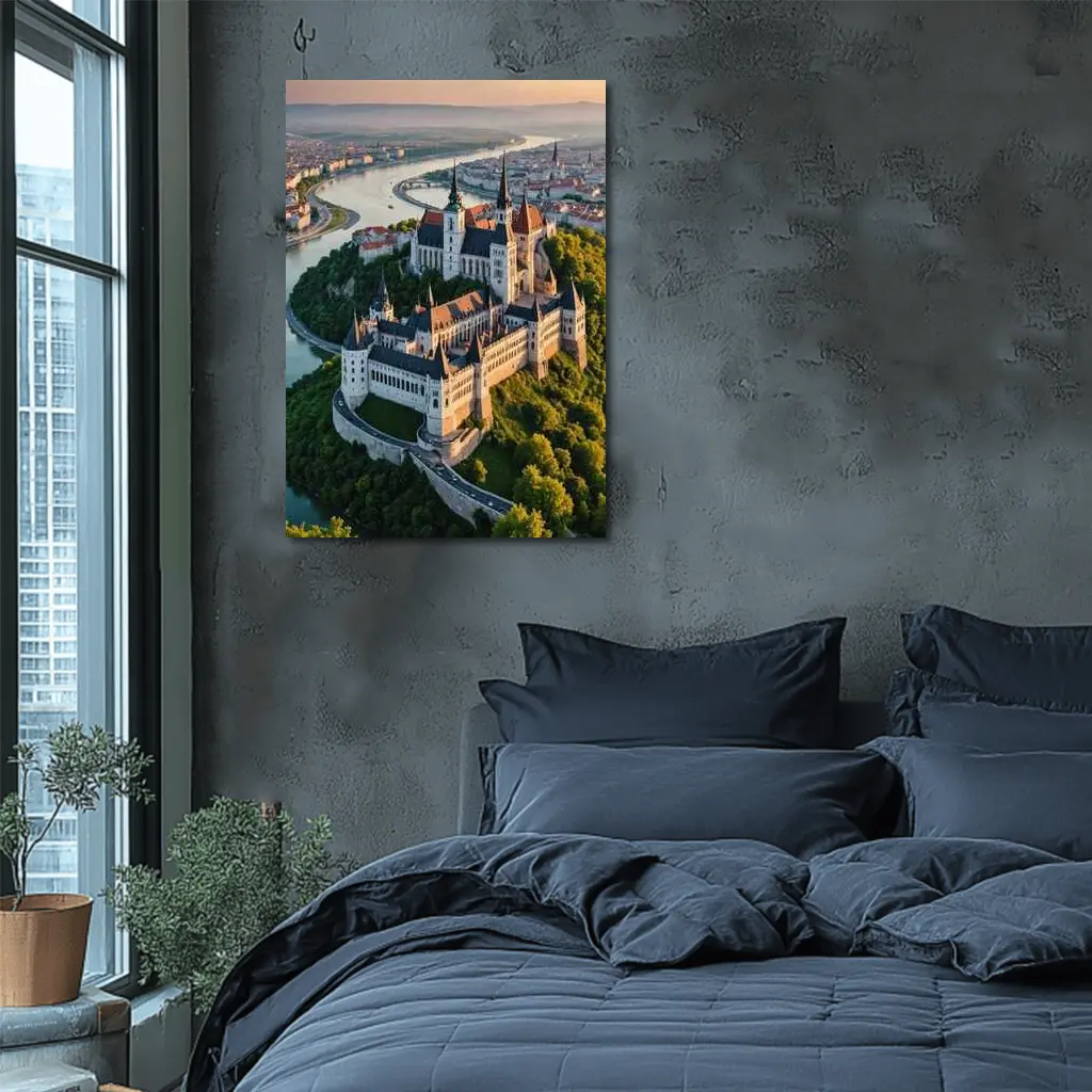 Gothic Castle Aerial View River City – Wall Art