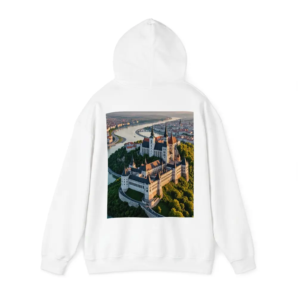 Gothic Castle Aerial View River City – Hoodies