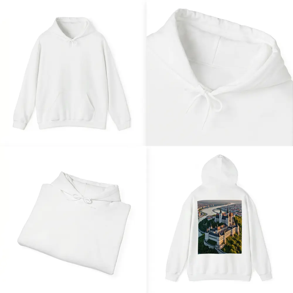 Gothic Castle Aerial View River City – Hoodies