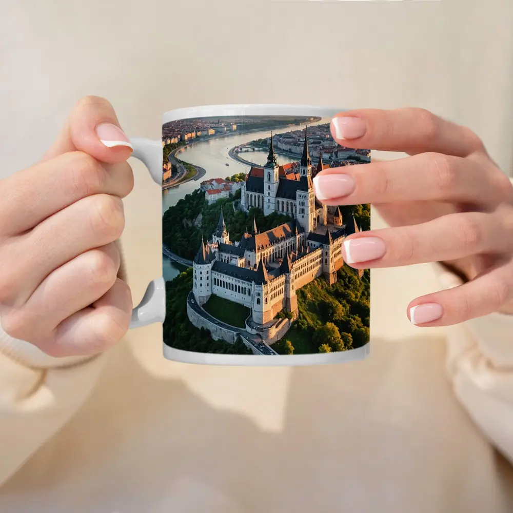 Gothic Castle Aerial View River City – Mugs