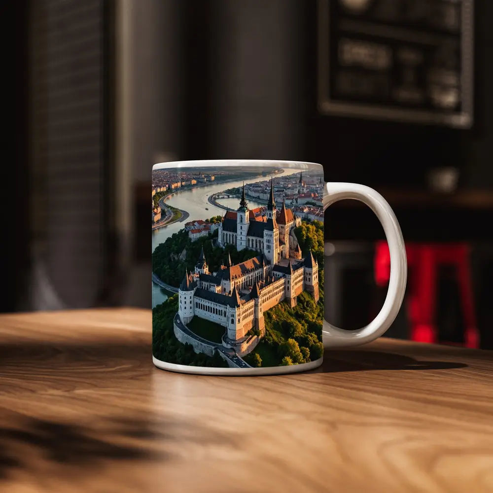 Gothic Castle Aerial View River City – Mugs