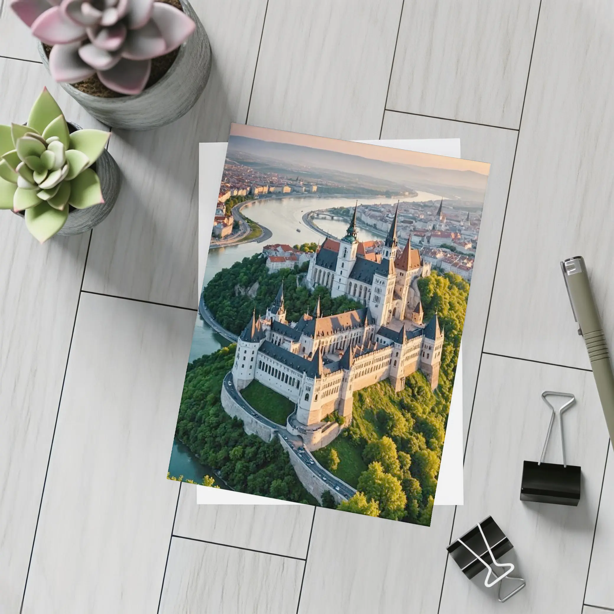 Gothic Castle Aerial View River City – Postcards
