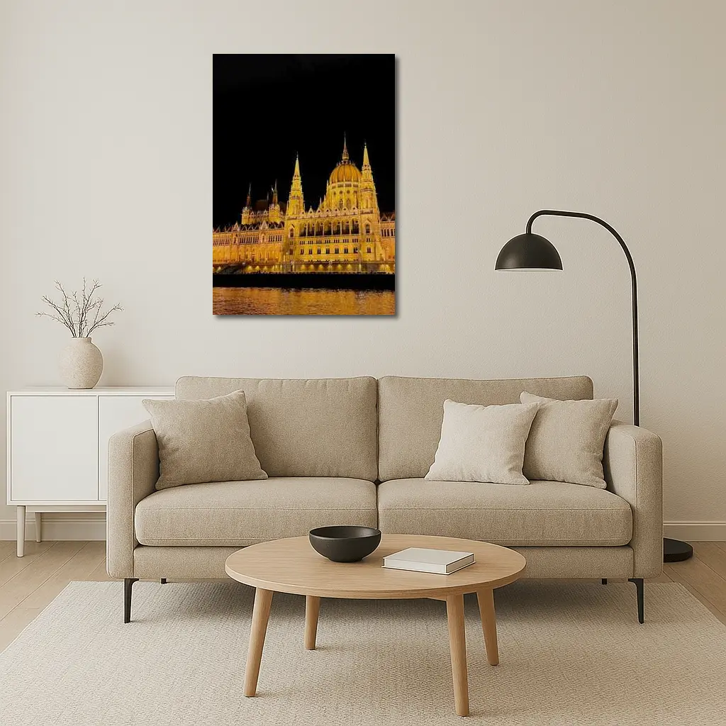 Budapest Parliament Building Glowing At Night – Wall Art